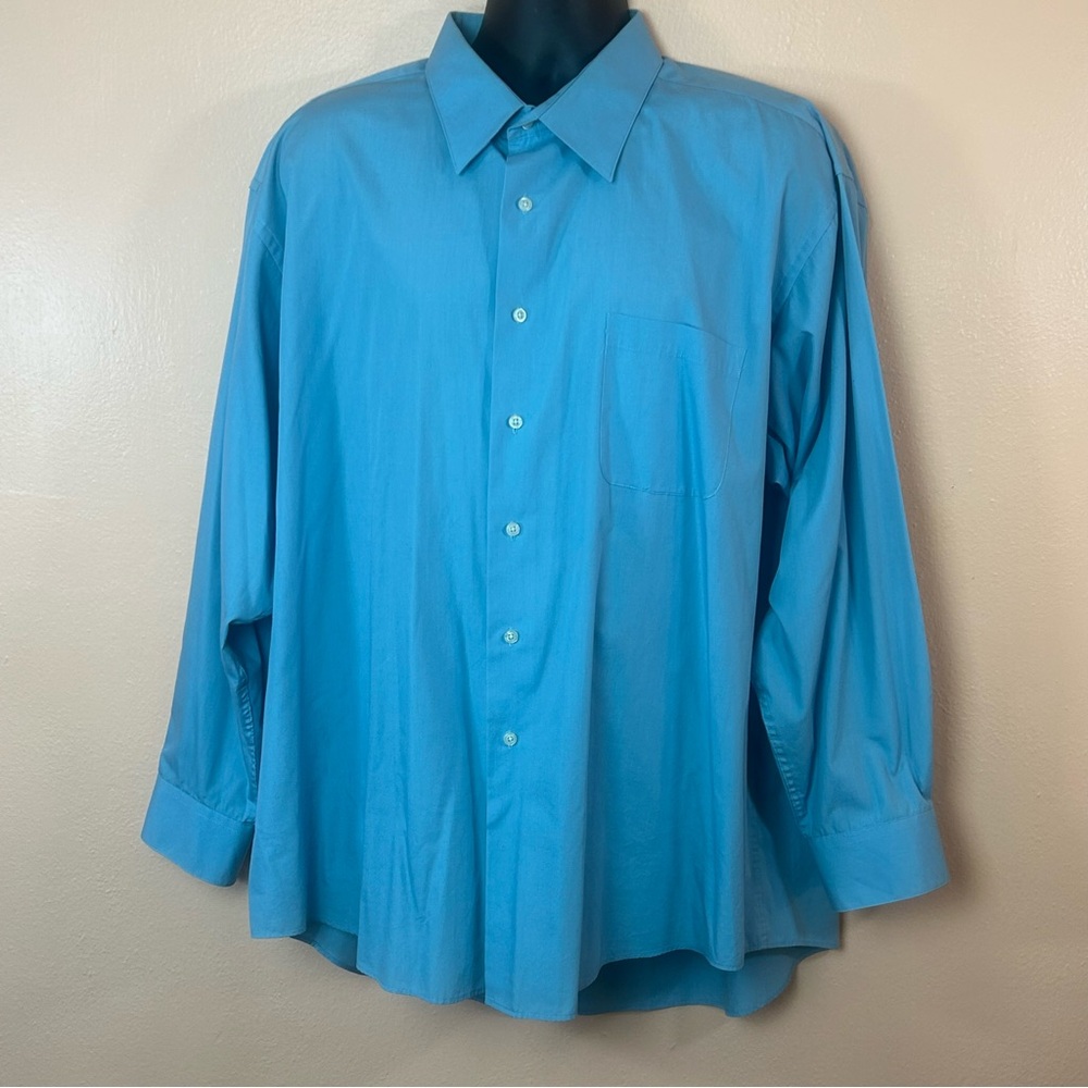 Bergamo New York Blue Long Sleeve Button Down Shirt Men 2XL